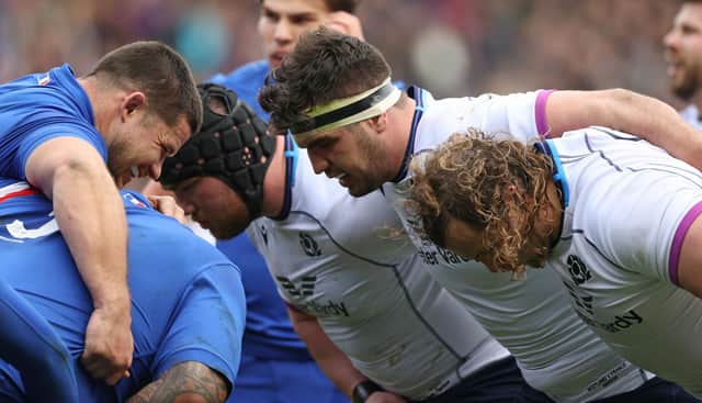Scotland were the superior team at scrum time throughout the match against France. (Photo by Craig Williamson / SNS Group)