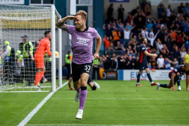 Scott Arfield celebrates making sure of all three points for Rangers after completing the scoring in their 4-2 win over Ross County in Dingwall. (Photo by Alan Harvey / SNS Group)