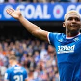 Rangers' Alfredo Morelos celebrates as he makes it 2-0 during a cinch Premiership match between Rangers and Kilmarnock. (Photo by Alan Harvey / SNS Group)