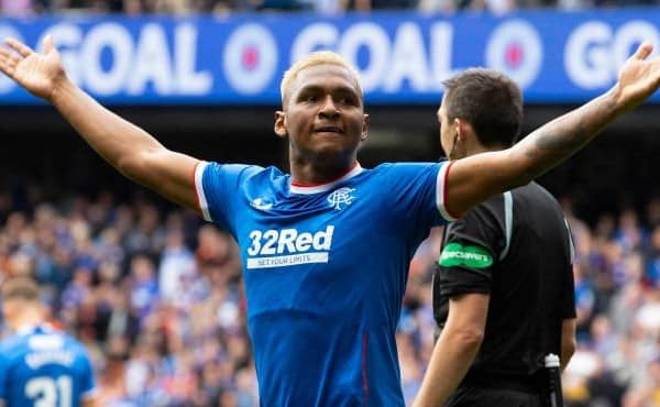 Rangers' Alfredo Morelos celebrates as he makes it 2-0 during a cinch Premiership match between Rangers and Kilmarnock. (Photo by Alan Harvey / SNS Group)