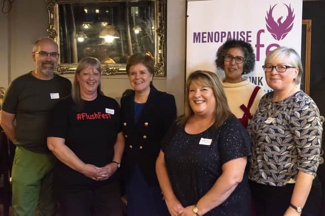 Former first minister Nicola Sturgeon with organisers of the menopause festival. Image: Andy Sanwell.