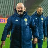 Scotland manager Steve Clarke celebrates at full time following the UEFA Euro 2020 qualifier between Serbia and Scotland at the Stadion Rajko Mitic on November 12, 2020, in Belgrade, Serbia. (Photo by Nikola Krstic / SNS Group)