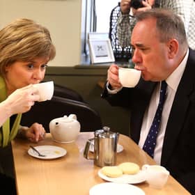 Alex Salmond and Nicola Sturgeon on the campaign trail in Inverurie before their fallout over allegations made against him (Picture: Andrew Milligan/PA)