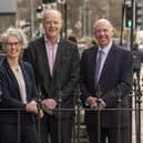 (L-R) Fraser Gillies, managing partner, Wright, Johnston & Mackenzie; Laura Irvine, managing partner, Davidson Chalmers Stewart; Andrew Chalmers, chair, Davidson Chalmers Stewart; Mark Higgins, chair of WJM. Picture: Jeff Holmes