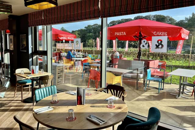 Looking out onto the Bareca terrace. Image: Bike & Boot Hotel