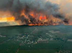 A forest fire rages in Saint Magne, south of Bordeaux, France, on Wednesday (Picture: SDIS 33 Service Audiovisuel via AP)