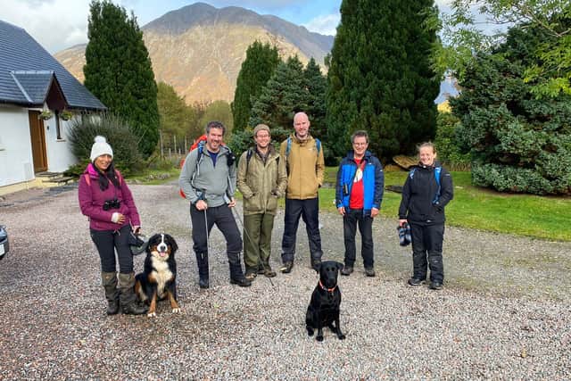 Shanty, the two-year-old Bernese Mountain dog reported missing from the Scottish Highlands, pictured left, after being found safe and well. Picture: supplied