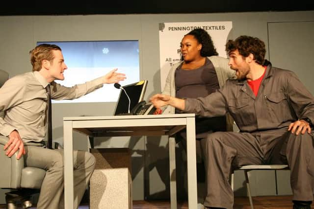 Michael Guest, Laura Lovemore and Ewan Miller in Joke PIC: Leslie Black