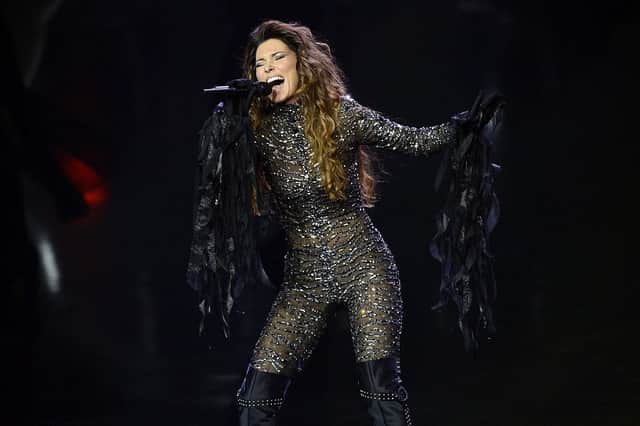 Singer Shania Twain performs during the debut of her residency show "Shania: Still the One" at The Colosseum at Caesars Palace on December 1, 2012 in Las Vegas, Nevada.  (Photo by Jeff Bottari/Getty Images)