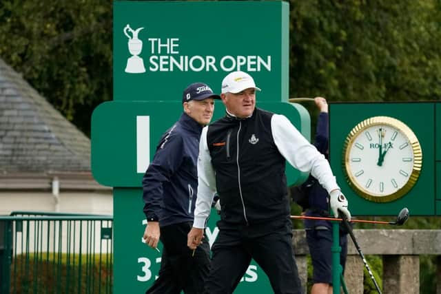 Paul Lawrie tees off at the start of his final round, which ended with an eagle from 70 feet. Picture: Phil Inglis/Getty Images.