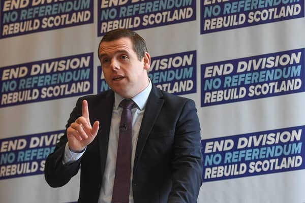 Douglas Ross, pictured recently making a speech, commented after Anas Sarwar said he thought Alex Salmond was looking for 'revenge, not recovery'. Picture: Peter Summers/Getty Images.