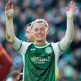 Hibs forward Harry McKirdy gestures during the 1-0 win over Motherwell at Easter Road. (Photo by Ewan Bootman / SNS Group)