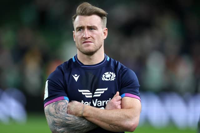 Scotland captain Stuart Hogg looks on dejected after the 26-5 defeat by Ireland. (Photo by Richard Heathcote/Getty Images)