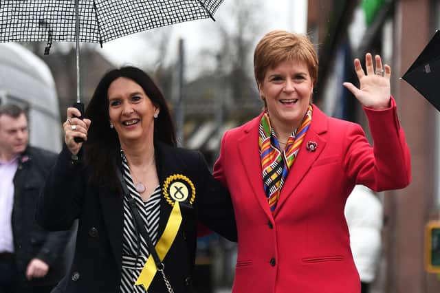 Margaret Ferrier campaigning with Nicola Sturgeon during the 2019 general election campaign (Picture: John Devlin)