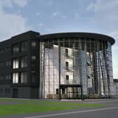 The centrepiece of the project, Spectrum House, is a 'radically designed' construction of modular sections with an industrial aesthetic, including a light-filled glass atrium.