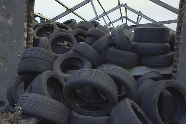 More than 10,000 tyres have been dumped at Devol near Port Glasgow, posing a major health and safety hazard.