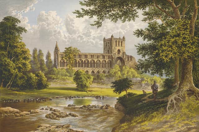The monks of Jedburgh Abbey, pictured in the late 1800s, grew pears for which the town went on to become famous (Painting by Alexander Francis Lydon/Print Collector/Getty Images)