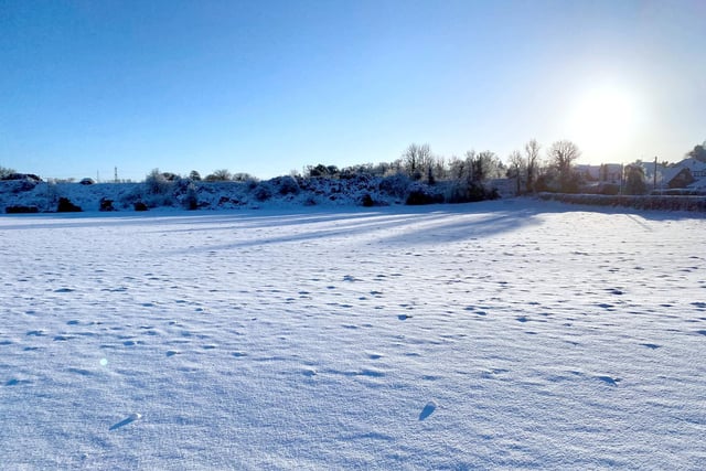 A snow covered field after heavy snow fall in Hillsborough, Co Down. Picture date: Friday March 10, 2023.