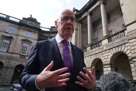 John Swinney speaks to the media after he is sworn in as First Minister of Scotland (Photo by Andrew Milligan/PA Wire)