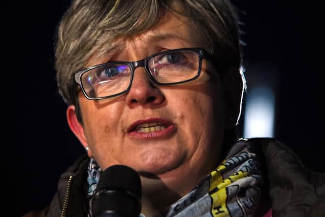 SNP MP Joanna Cherry speaks to the crowd during a protest by anti-Brexit activists in Edinburgh in January