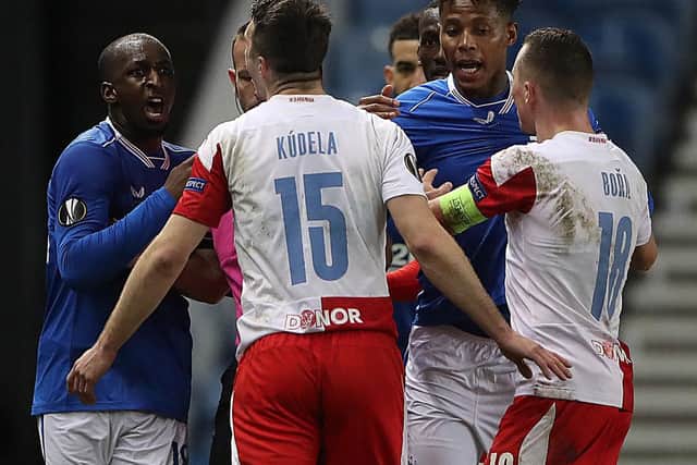 Glen Kamara accused Ondrej Kudela of making a racist comment during Rangers vs Slavia Prague (Getty Images)