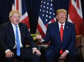 Boris Johnson's career was boosted by appearances on BBC comedy quiz show Have I Got News for You, while Donald Trump's role in the US version of The Apprentice was key to his 2016 election victory (Picture: Saul Loeb/Getty Images)