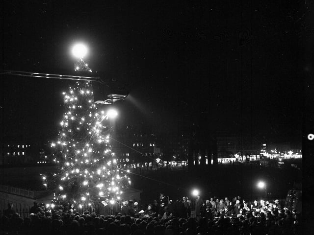 A view of the Mound Christmas tree, in Edinburgh, in 1962.