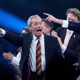 Leader Nigel Farage at a Reform UK rally in Birmingham this week (Picture: Christopher Furlong/Getty Images)