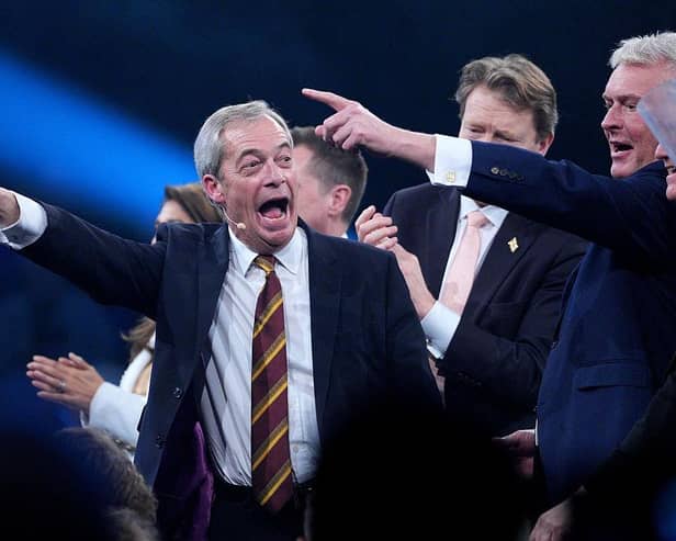 Leader Nigel Farage at a Reform UK rally in Birmingham this week (Picture: Christopher Furlong/Getty Images)
