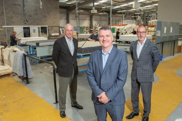 Glencraft chairman Jonathan Smith, Donald MacKay – the newly appointed MD at Glencraft, and previous Glencraft MD Graham McWilliam at the social enterprise’s Aberdeen site. Picture: Michal Wachucik/Abermedia
