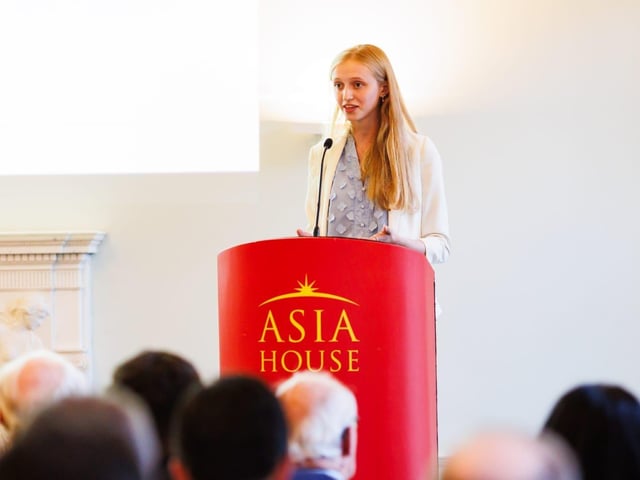 Lena Zielinska from Broxburn Academy addressed the audience and spoke about her experience as the first Robin Cook intern.