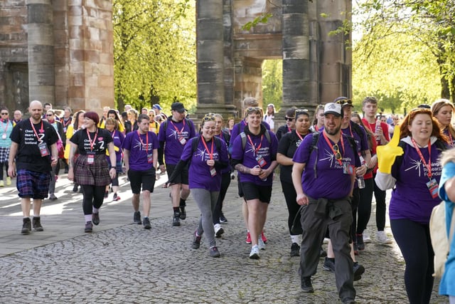 The walkers enjoyed fine conditions for their trek round Glasgow.