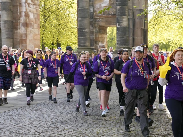 The walkers enjoyed fine conditions for their trek round Glasgow.