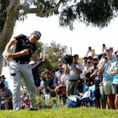 Phil Mickelson plays from the rough on the 15th hole as a gallery of fans look on during the first round of the 2021 US Open at Torrey Pines in San Diego. Picture: Ezra Shaw/Getty Images.