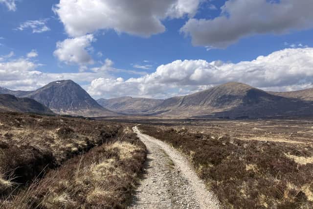 Easy walking on the Bridge of Orchy to Kingshouse leg of the West Highland Way. Pic: J Christie