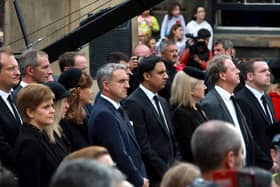 Nicola Sturgeon, First Minister of Scotland and Leader of the Scottish National Party at Meerkat Cross, Edinburgh ahead of the arrival of the coffin of HRH The Queen, which will be taken to Holyrood (Photo: Katielee Arrowsmith / SWNS).