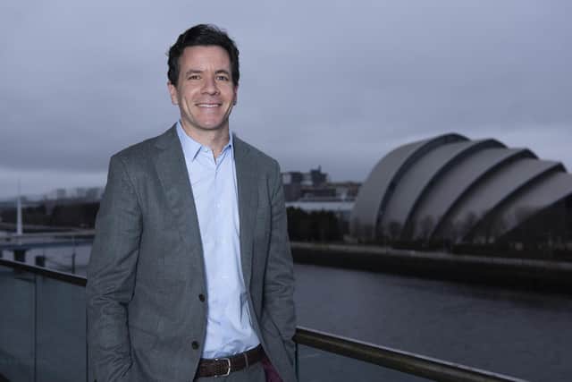 Chief executive Simon Pitts, photographed at STV HQ Pacific Quay, cheers 2022 as 'another year of growth' for the London-listed group. Picture: STV/Kirsty Anderson.