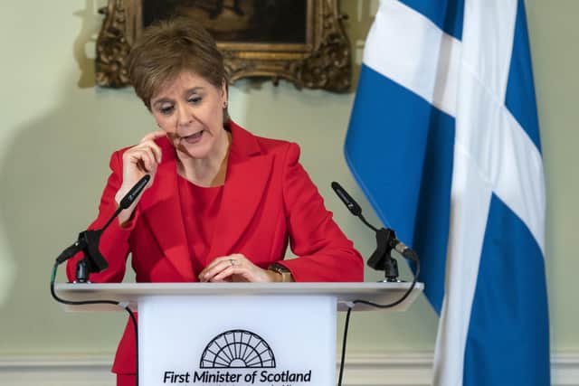 Nicola Sturgeon speaks during a press conference at Bute House where she announced she would stand down as First Minister of Scotland. Picture: Jane Barlow - Pool/Getty Images