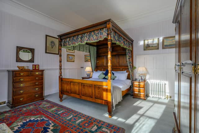 One of the ten bedrooms at Myres Castle
