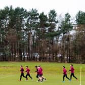 The Hearts squad in training earlier this month. Picture: SNS