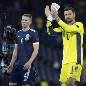 David Marshall at full-time after Scotland's defeat to Croatia at Hampden in Euro 2021. (Photo by Craig Williamson / SNS Group)
