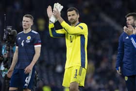 David Marshall at full-time after Scotland's defeat to Croatia at Hampden in Euro 2021. (Photo by Craig Williamson / SNS Group)