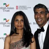 Chancellor of the Exchequer Rishi Sunak and Akshata Murthy attend a reception to celebrate the British Asian Trust at The British Museum on February 09, 2022 in London, England. (Photo by Tristan Fewings/Getty Images)