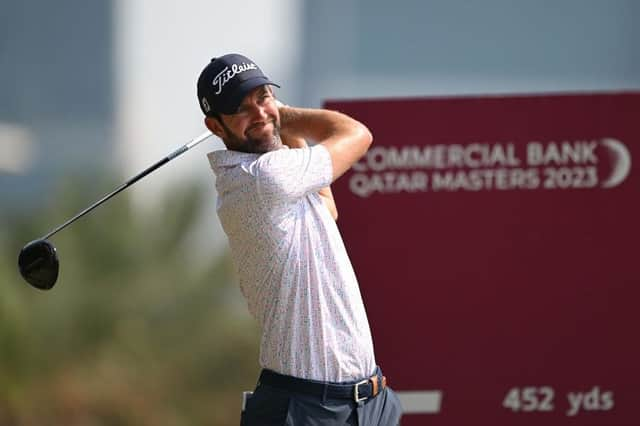 Scott Jamieson tees off on the fifth hole during the final round of the Commercial Bank Qatar Masters at Doha Golf Club. PIctue: Ross Kinnaird/Getty Images.