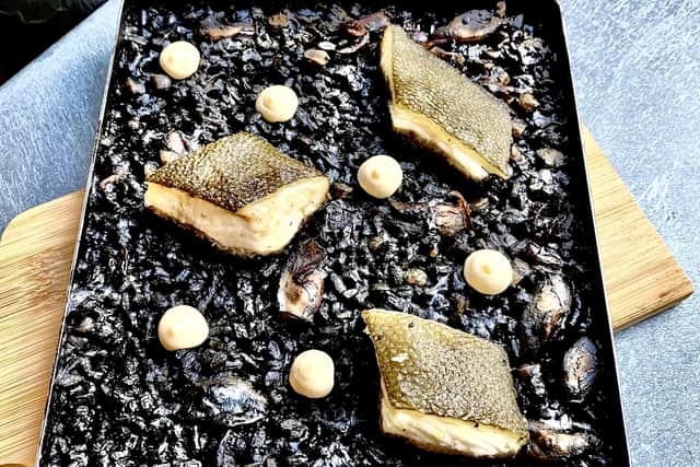 Gigha halibut with black rice