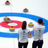 Great Britain's Jennifer Dodds and Bruce Mouat look on during the Mixed Doubles Bronze Medal on day four of the Beijing 2022 Winter Olympic Games at the National Aquatics Centre in China.