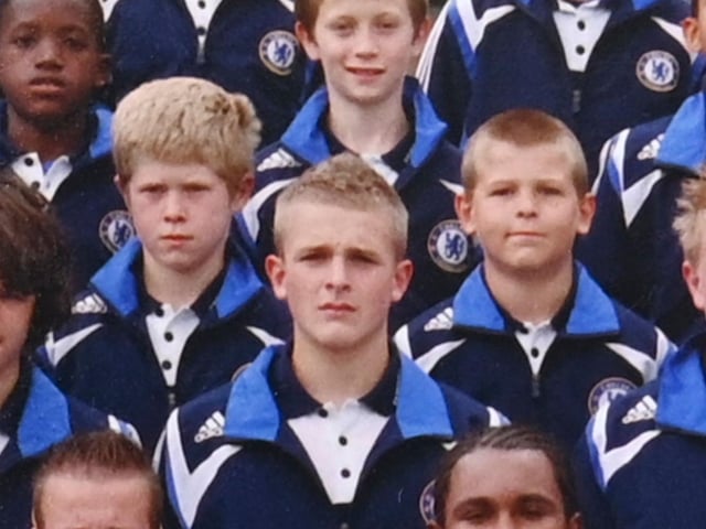 Alfie Cain as a trainee at Chelsea FC aged 11. He is second row from top and in the centre.