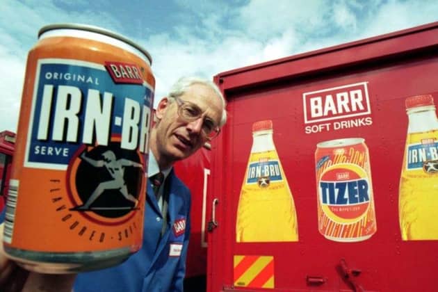 Robin Barr with a can of Irn Bru in 1993.