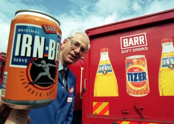Robin Barr with a can of Irn Bru in 1993.