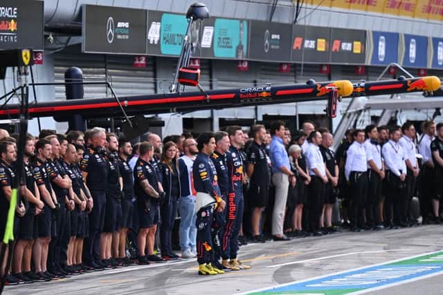 Formula 1 holds a minutes silence in mourning of Queen Elizabeth II prior to practice ahead of the F1 Grand Prix of Italy at Autodromo Nazionale Monza.